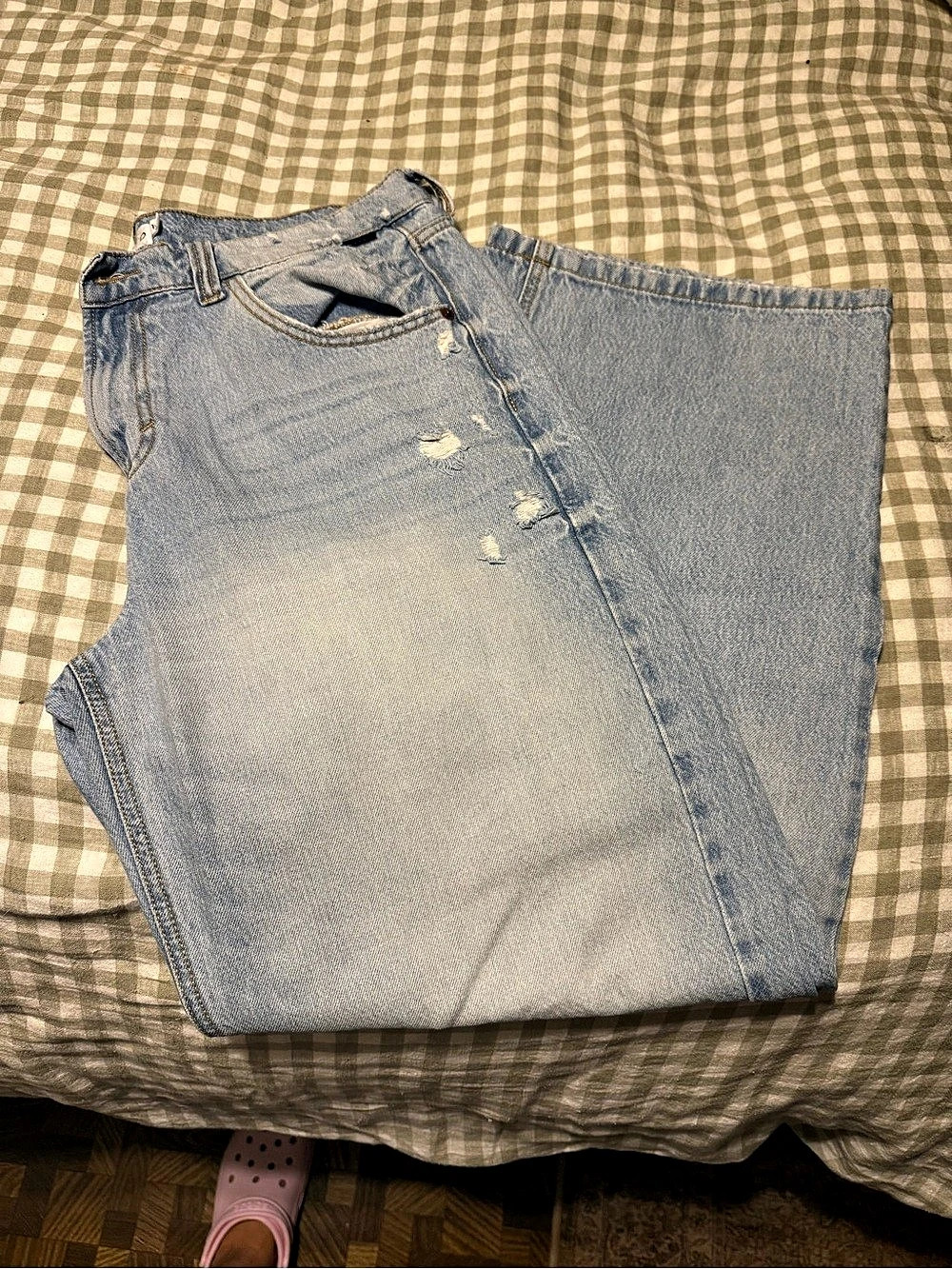 Cello High Rise Distressed Wide Leg Jeans